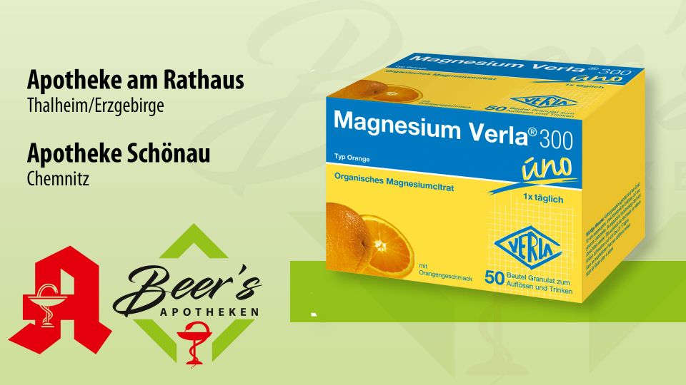 Magnesium Verla® 300 uno, 50 Beutel, Orangengeschmack