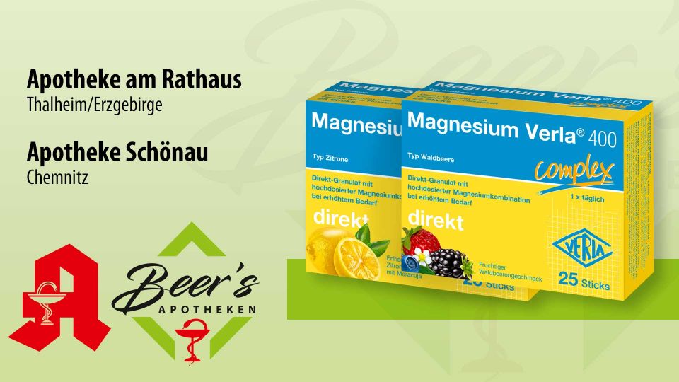 Magnesium Verla® 400 Direkt, 25 Sticks Waldbeere oder Zitrone