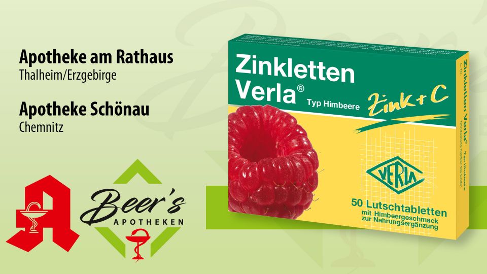 Zinkletten Verla® Himbeere, 50 Lutschtabletten