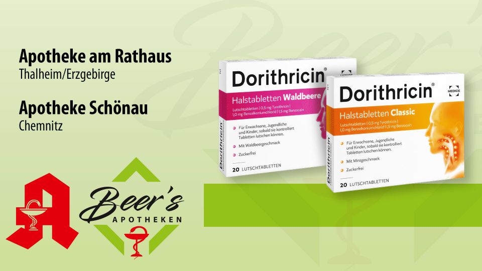 Dorithricin® Halstabletten, 20 Lutschtabletten Classic oder Waldbeere