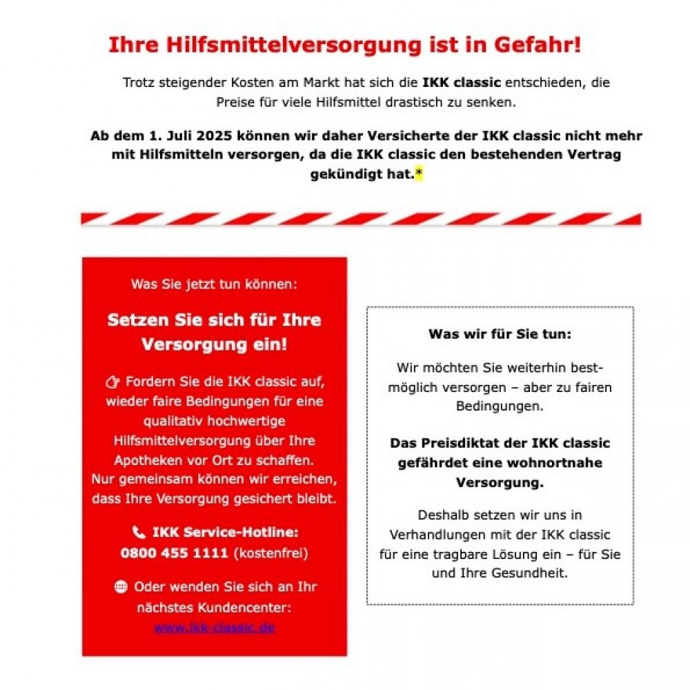Wichtige Info für IKK Patienten!